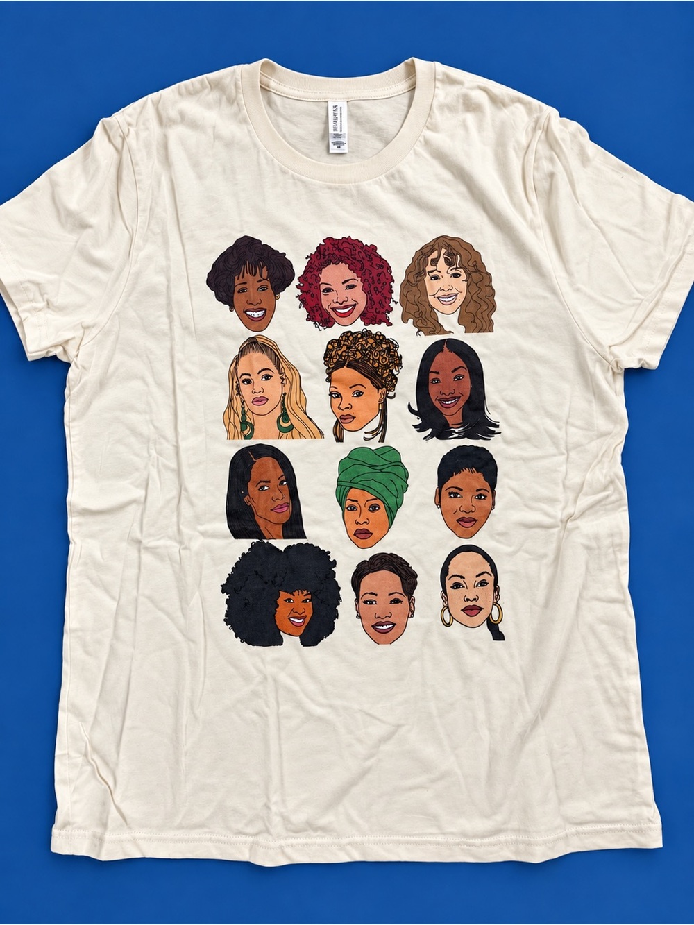 Bella Canvas Women’s Cream Tee with Multicolor Illustrated Women